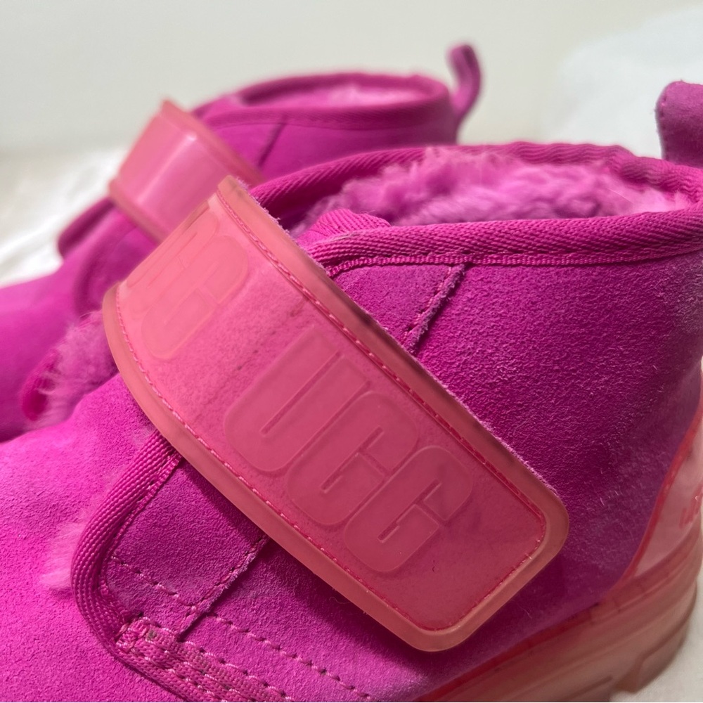 UGG Neumel Clear Chukka Boot Hot Pink Suede Wool Shearling Lined Size 8 - Picture 3 of 16